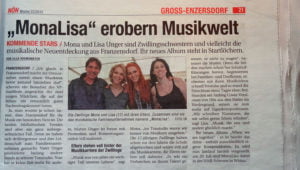 "MonaLisa take over the music world" in NÖN newspaper