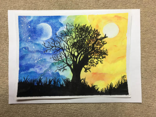 "Silhouettes of Life" by Mona, Watercolor, 2018