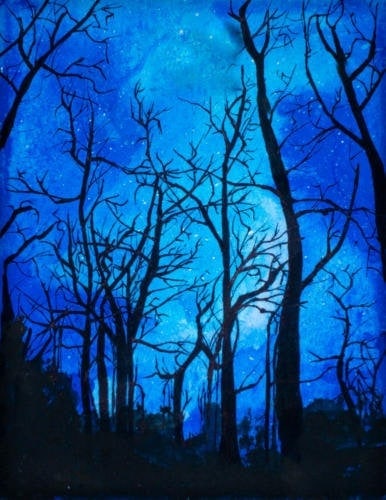 "Winter Silhouettes" by Mona, Watercolor, 2018