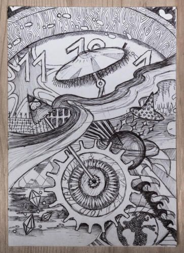 "Once Upon A Time" doodle by Mona during ORANGE recording sessions, 2016